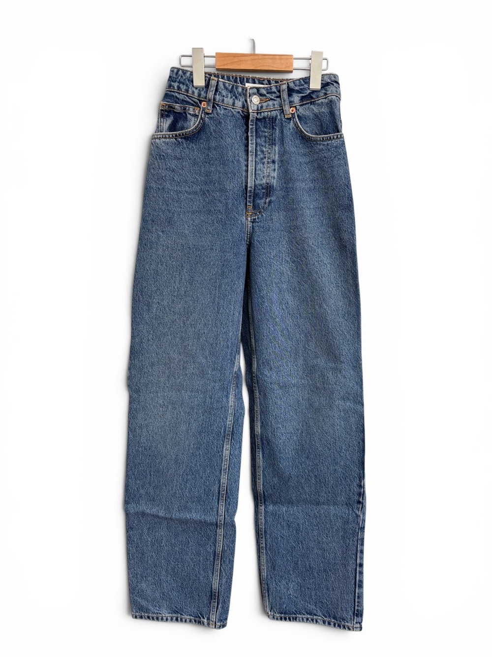 Topshop Petite Straight-Leg Women's Jeans in Classic Blue Denim